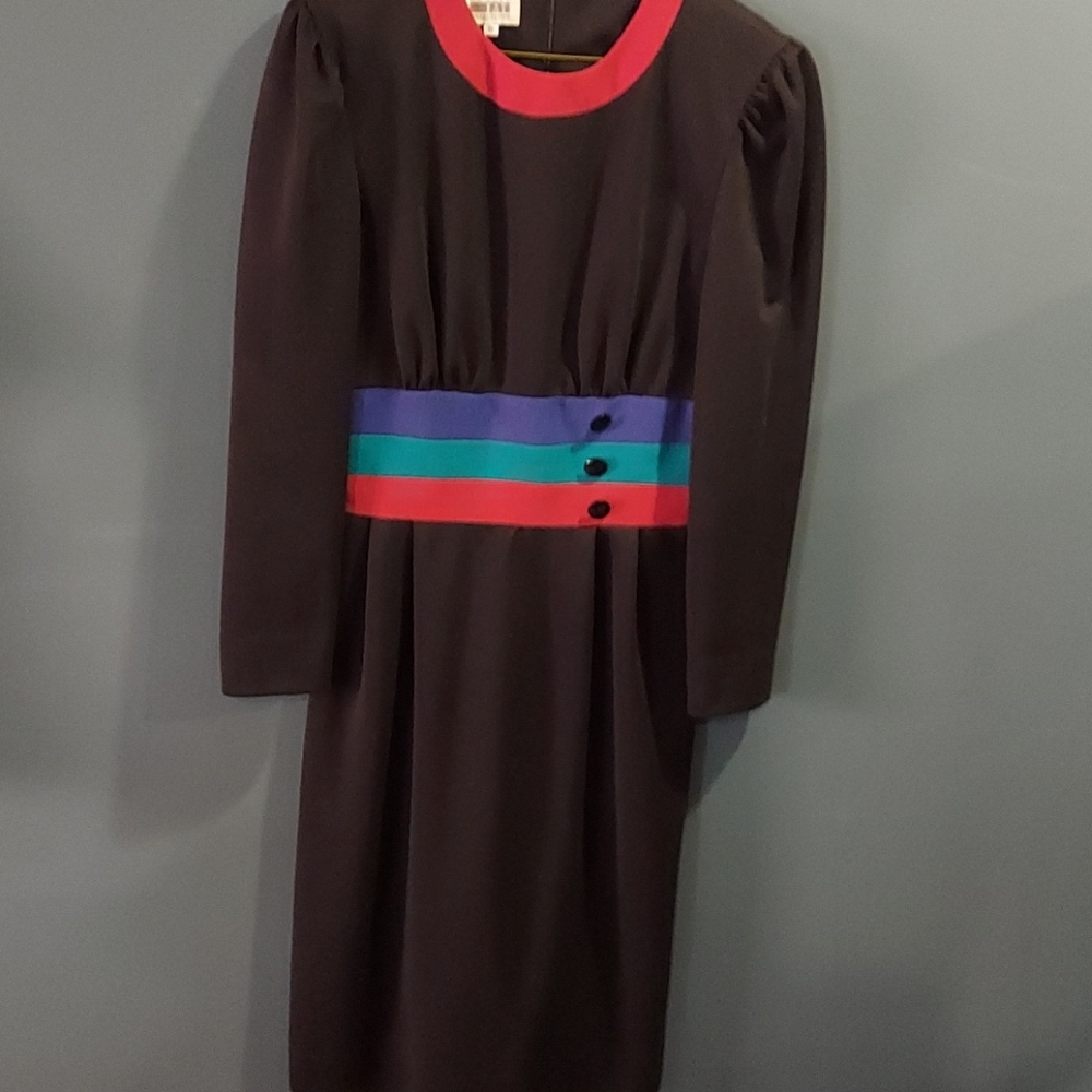 Leslie Fay Collections Vintage Color Block Sheath Dress Size 8
